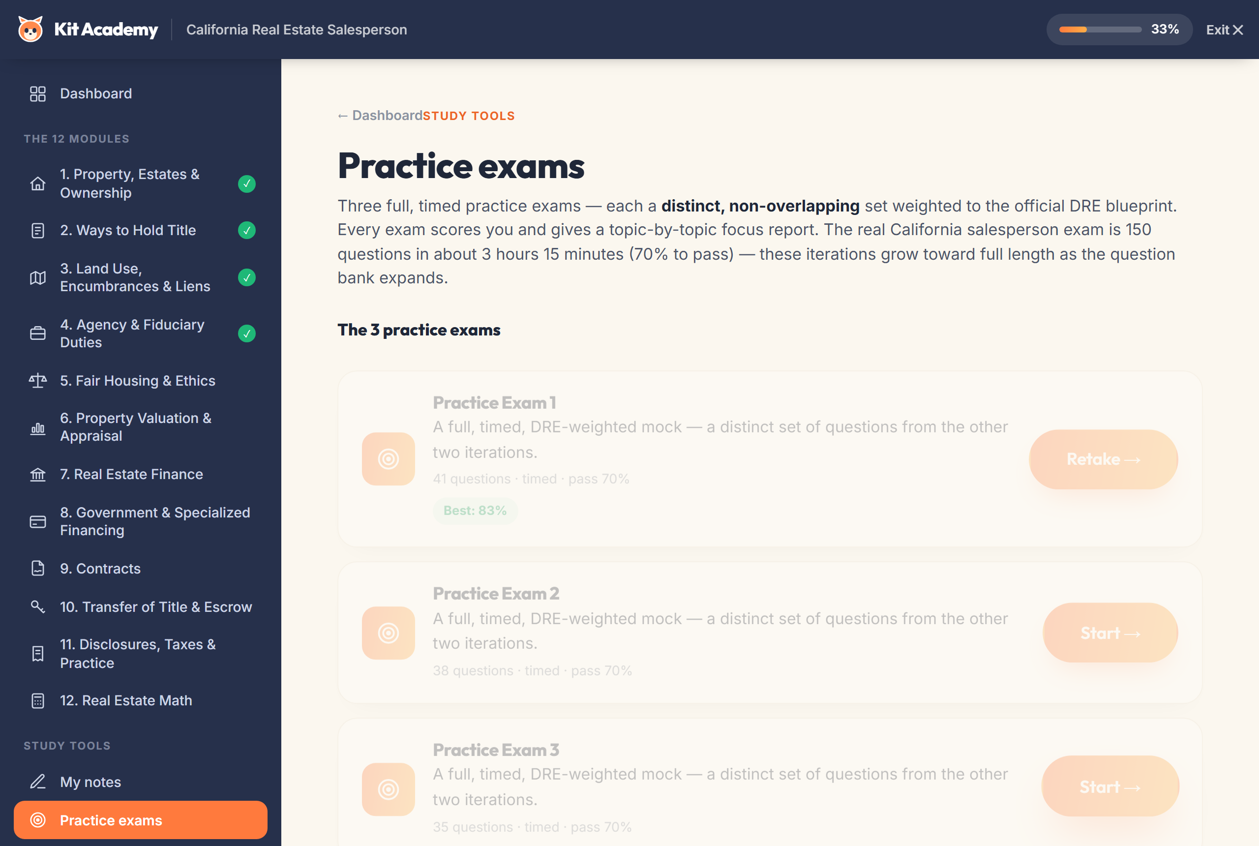 The 3 practice exams