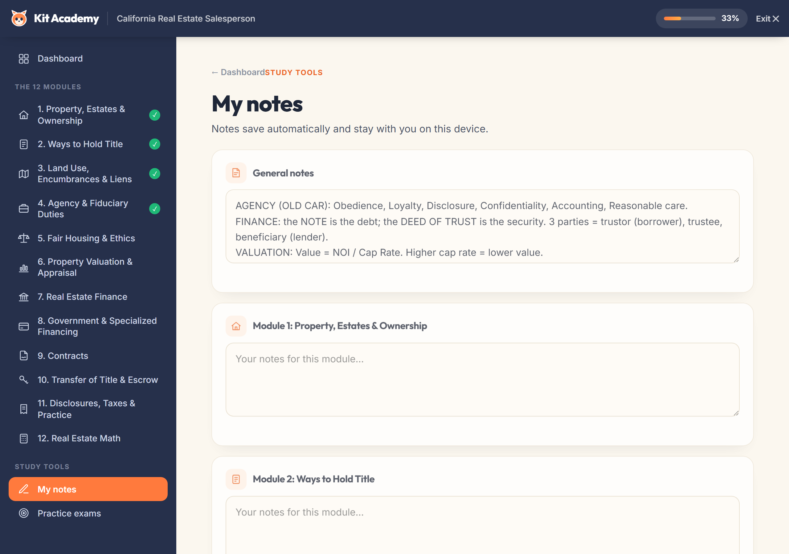 Built-in notes